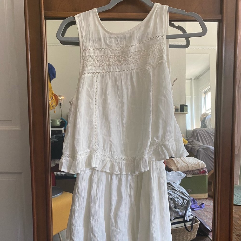American Eagle, White Romper with Open Back